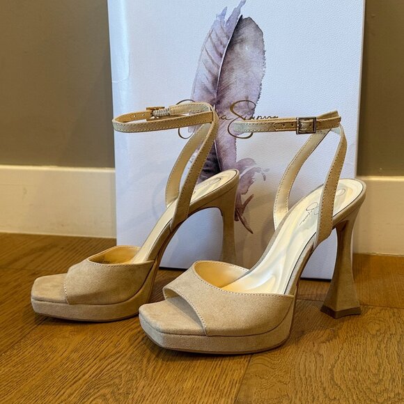 Jessica Simpson Jixte Sculptural Ankle-Wrap Platform Heels (Light Maple) - Picture 10 of 16